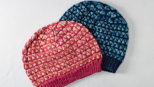 Two handknit hats