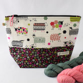 All Knit Up Sheep Print 2 Project Bag - Large - Miss Babs Notions