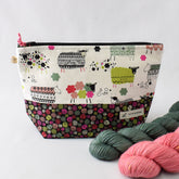 All Knit Up Sheep Print 2 Project Bag - Medium - Miss Babs Notions