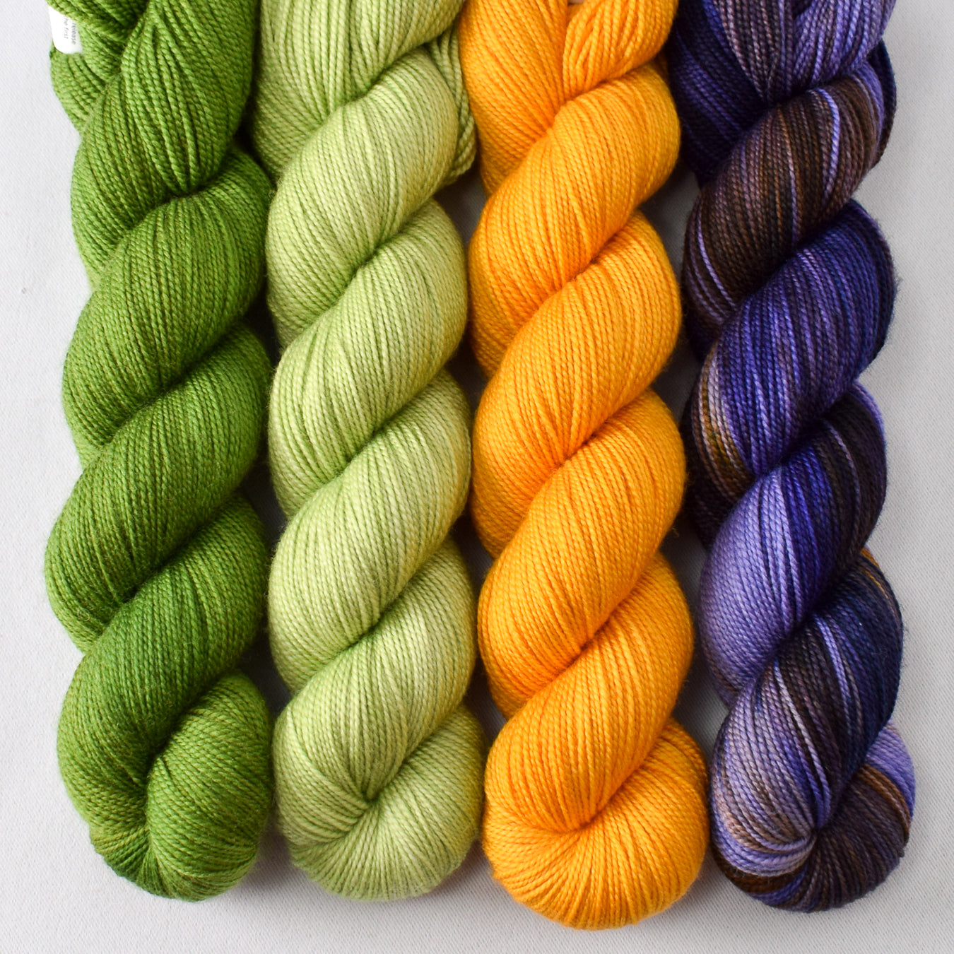 Boxwood, Inchworm, Calendula, Under the Sleeping Skies - Miss Babs Yummy 2-Ply Quartet