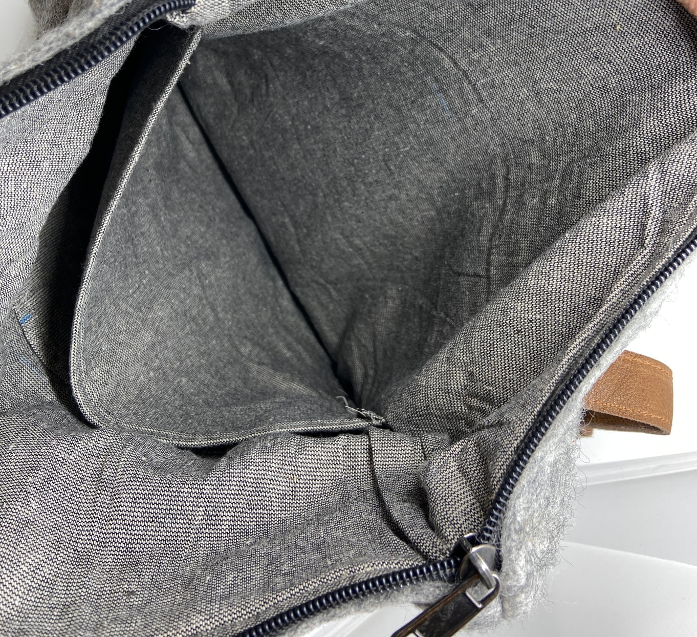 Fibres of Life Felt and Natural Leather Backpack - Flecked Gray