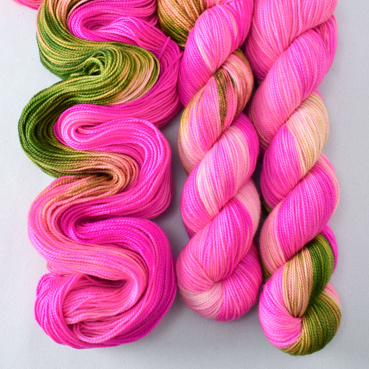 Drunken Watermelon - Miss Babs Yummy 2-Ply superwash Merino wool yarn