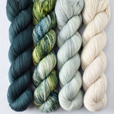 Dutch Iris 4, Pacifica, Through the Fog, and White Peppercorn - Miss Babs Yummy 2-Ply Quartet