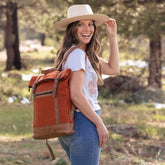 Fibers of Life Felt and Natural Leather Backpack - Pumpkin - Miss Babs Notions