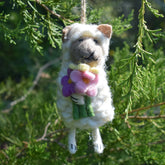 Ganapati Felt Ornament - Fluffy Sheep Holding Flowers - Miss Babs Notions