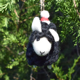 Ganapati Felt Ornament - Fluffy Sheep with Christmas Hat - Black - Miss Babs Notions