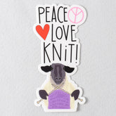 Peace Love Knit Knitting Sheep Vinyl Sticker - Miss Babs Notions