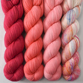 Scarlet Pimpernel, Salmon Hibiscus, Rhodochrosite, and Hitchhiker's Birthday - Miss Babs Avon Quartet