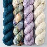 Sea Teal, Reedy River, Flattop Mountain, and White Peppecorn - Miss Babs Yummy 2-Ply Quartet