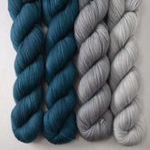Sea Teal (2), Slate, and Kuma - Miss Babs Photo 51: The DNA Shawl Set