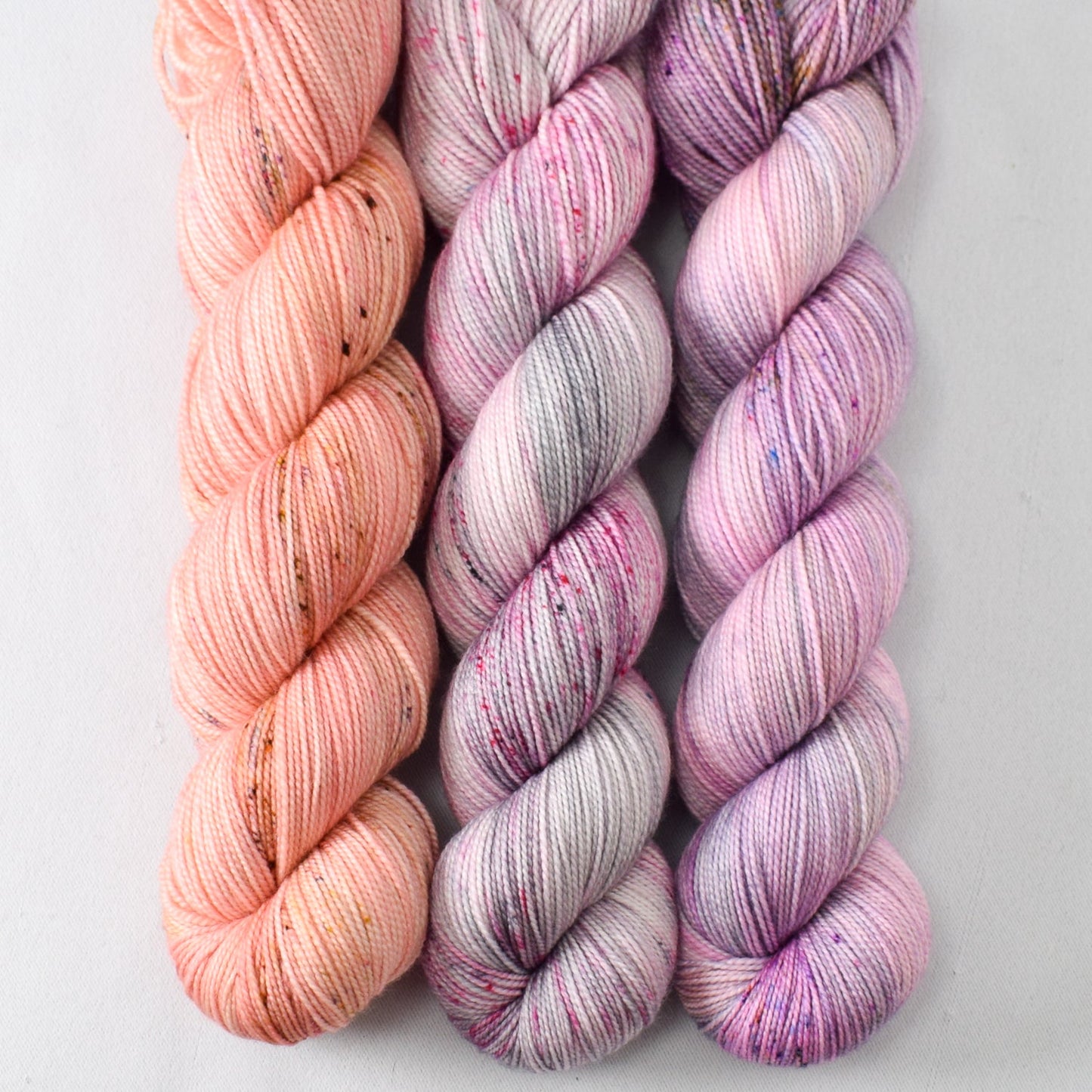 Sunset Vision, Hearts and Arrows, and Euphoric Lilac - Miss Babs Yummy 2-Ply Trio