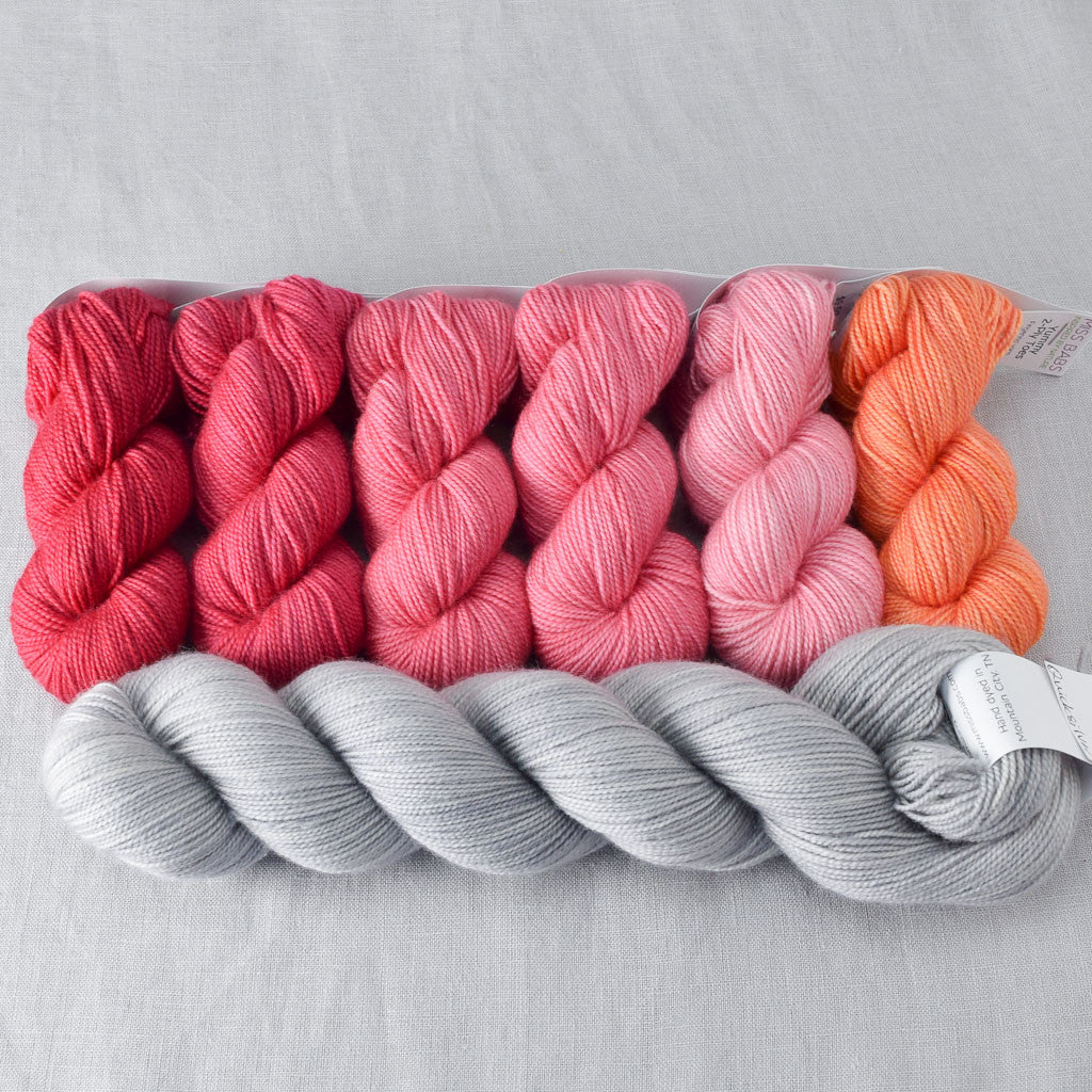 Summer Bouquet Gradient Set and Quicksilver Yummy 2-Ply - Shawl Set