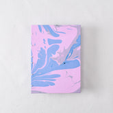 Small Handmade Journal with Pink and Blue Marbled Cover