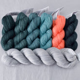 Ambah's Great Barrier Reef Gradient and Quicksilver Yummy 2-Ply - Shawl Set