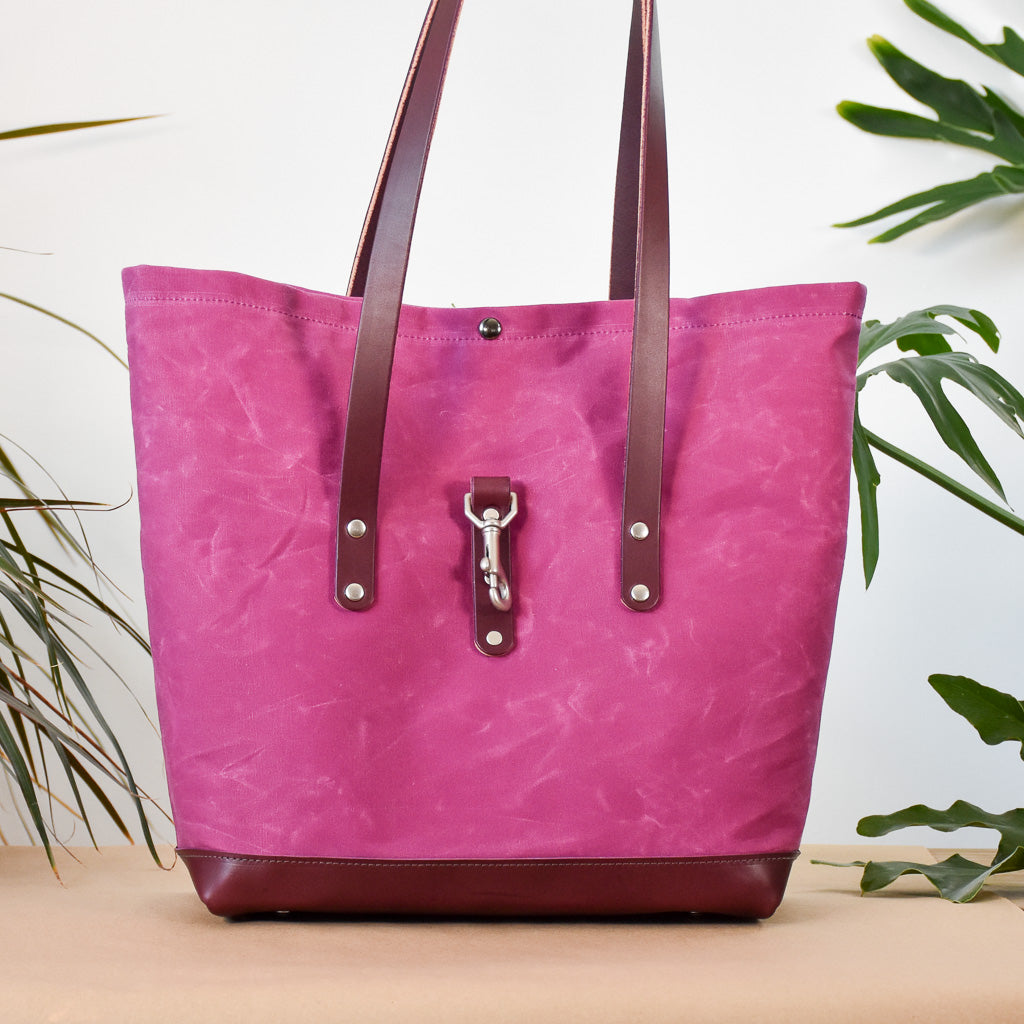 Deep Fuchsia with Winter Ferns Bag No. 3 - The Everywhere Bag