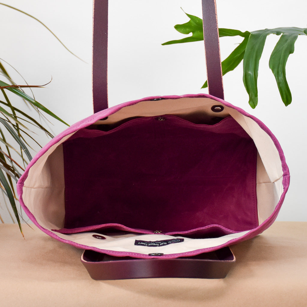 Deep Fuchsia with Winter Ferns Bag No. 3 - The Everywhere Bag