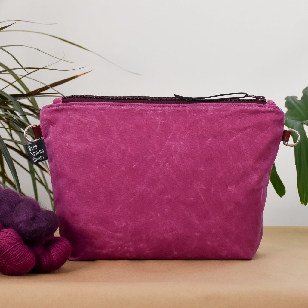 Deep Fuchsia with Winter Ferns Bag No. 6 - The Medium Zip Project Bag