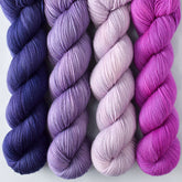 Balloon Animals, Dark Pleiades, Pleione, Purple Urchin - Miss Babs Yummy 2-Ply Quartet