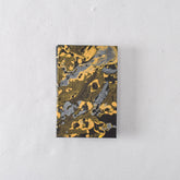 Pocket Handmade Journal with Black, Gold, and Silver Marbled Cover