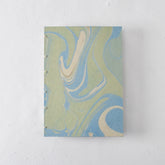 Medium Handmade Journal with Blue and Green Marbled Cover