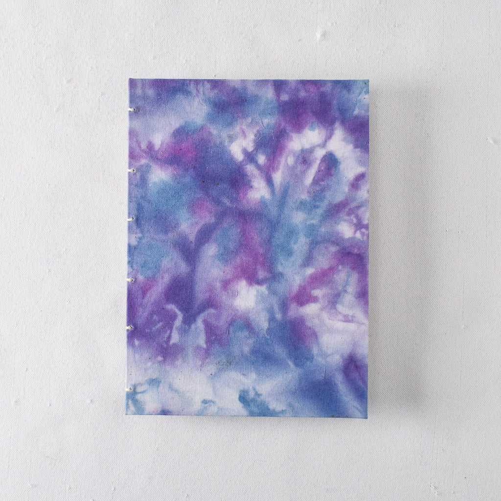 Medium Handmade Journal with Blue and Purple Hand Dyed Cover