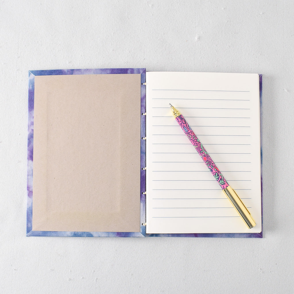 Medium Handmade Journal with Blue and Purple Hand Dyed Cover