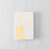 Pocket Handmade Journal with Blue and Yellow Marbled Cover
