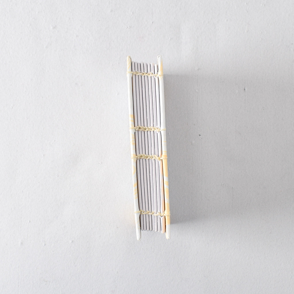 Pocket Handmade Journal with Blue and Yellow Marbled Cover