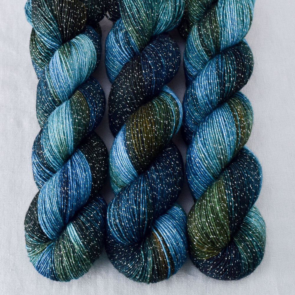 Blue Dasher - Miss Babs Estrellita fingering weight superwash merino and Lurex yarn
