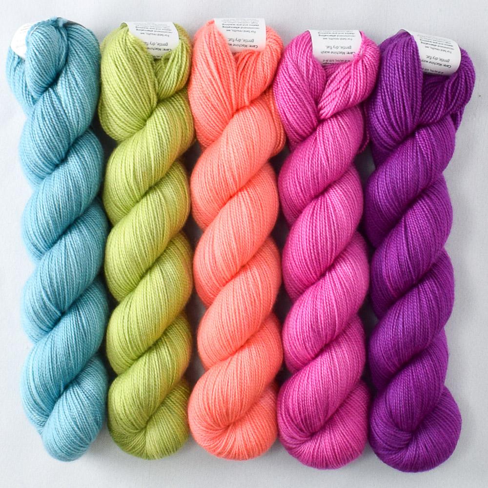 Bouncy Castle, Iantha, Pink Grapefruit, Skat, Violaceous - Miss Babs Shawlography Set