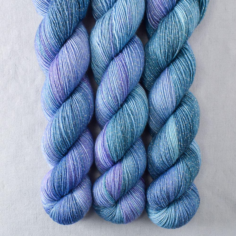 Calming Aura - Miss Babs Estrellita fingering weight superwash merino and Lurex yarn