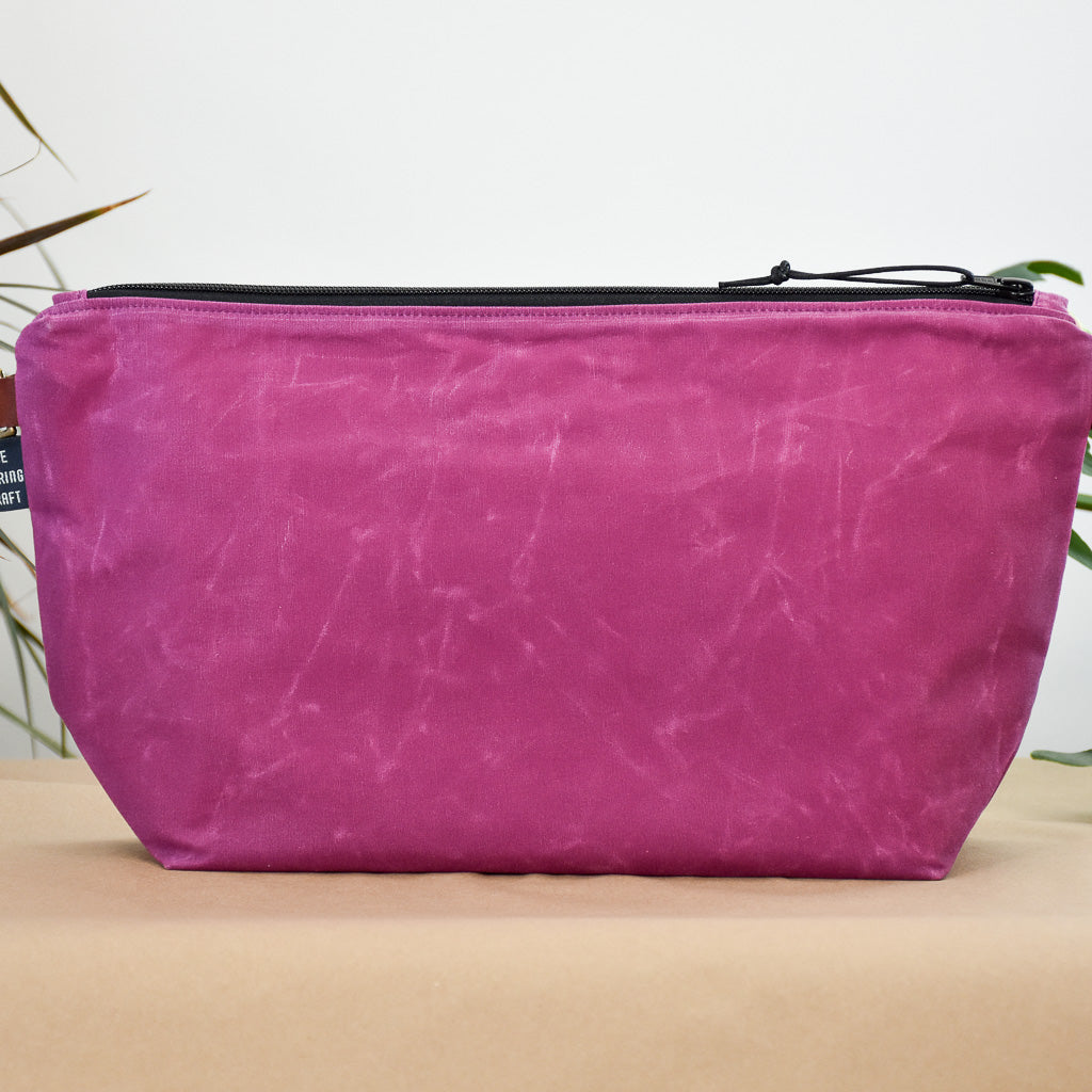 Deep Fuchsia with Squares Bag No. 5 - The Large Zip Project Bag