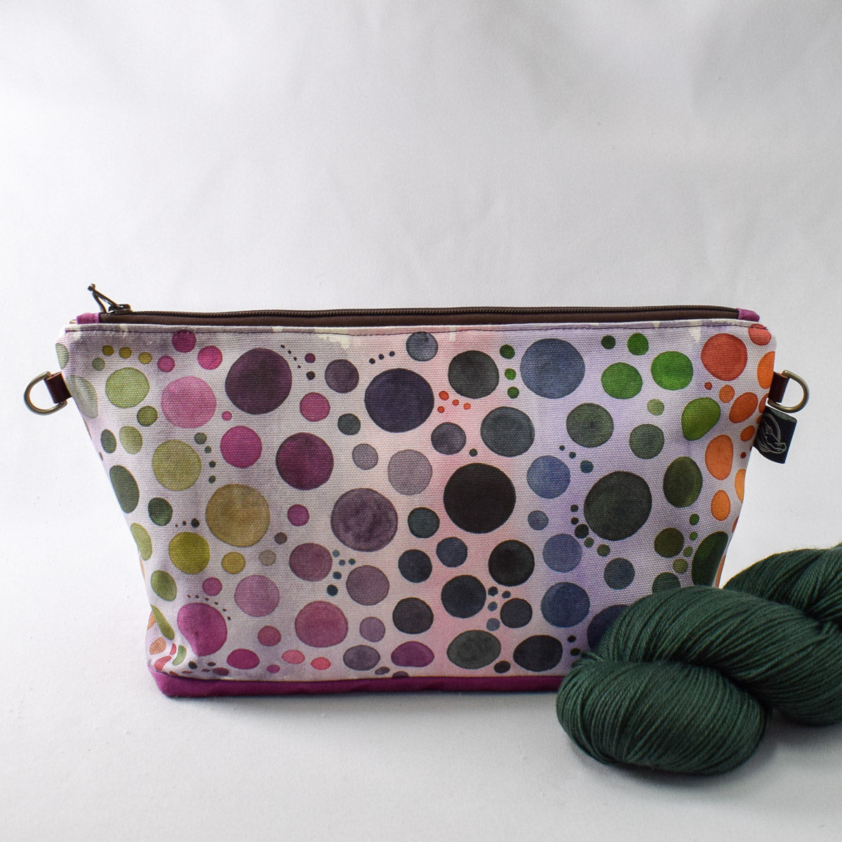 Deep Fuchsia with Purple Bubbles Bag No. 5 - The Large Zip Project Bag