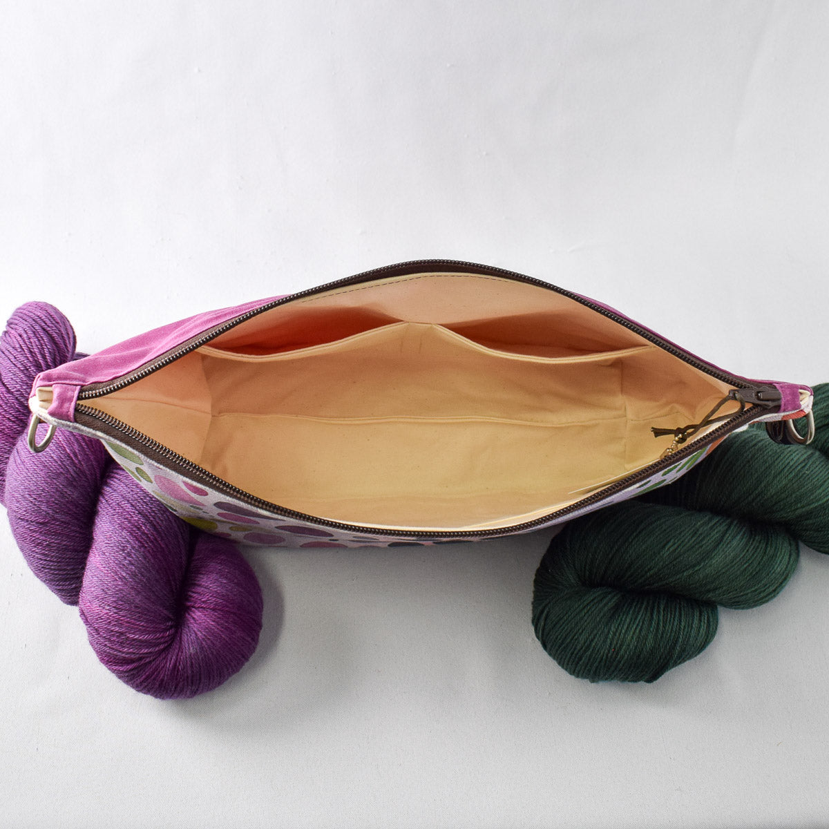 Deep Fuchsia with Purple Bubbles Bag No. 5 - The Large Zip Project Bag