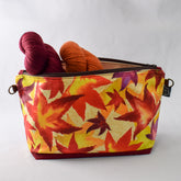 Deep Red with Sweetgum Leaves Bag No. 5 - The Large Zip Project Bag