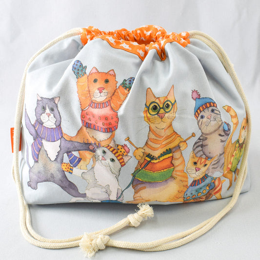 Emma Ball Kittens in Mittens Drawstring Bag - Miss Babs Notions