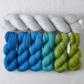 Fronds Gradient and Quicksilver Yummy 2-Ply - Shawl Set