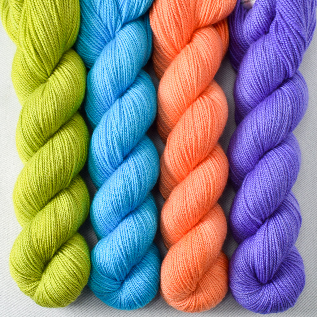 Ghoulish, Brilliant, Spicy Papaya, Gentian - Miss Babs Yummy 2-Ply Quartet