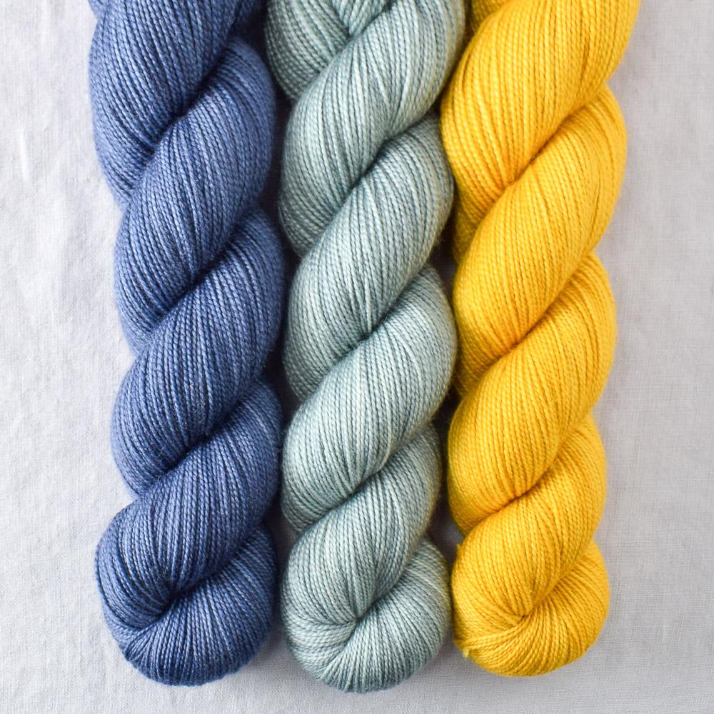 Goldenrod, Oak Moss, Stowaway - Miss Babs Yummy 2-Ply Trio