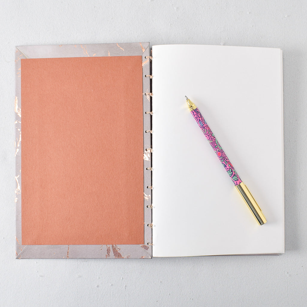 Large Handmade Journal with Gray and Gold Cover