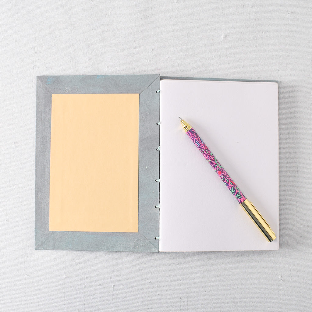 Medium Handmade Journal with Gray Painted Cover