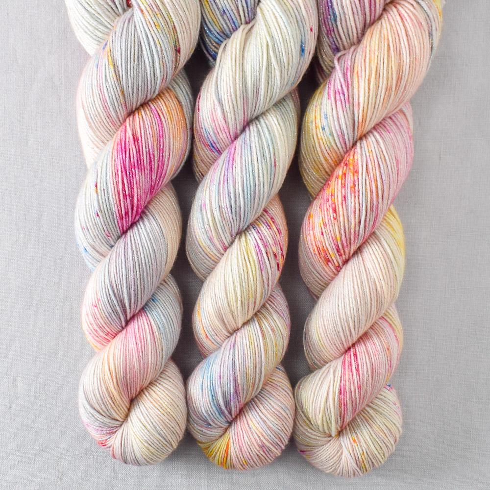 Hitchhiker's Birthday - Miss Babs Estrellita fingering weight superwash merino and Lurex yarn