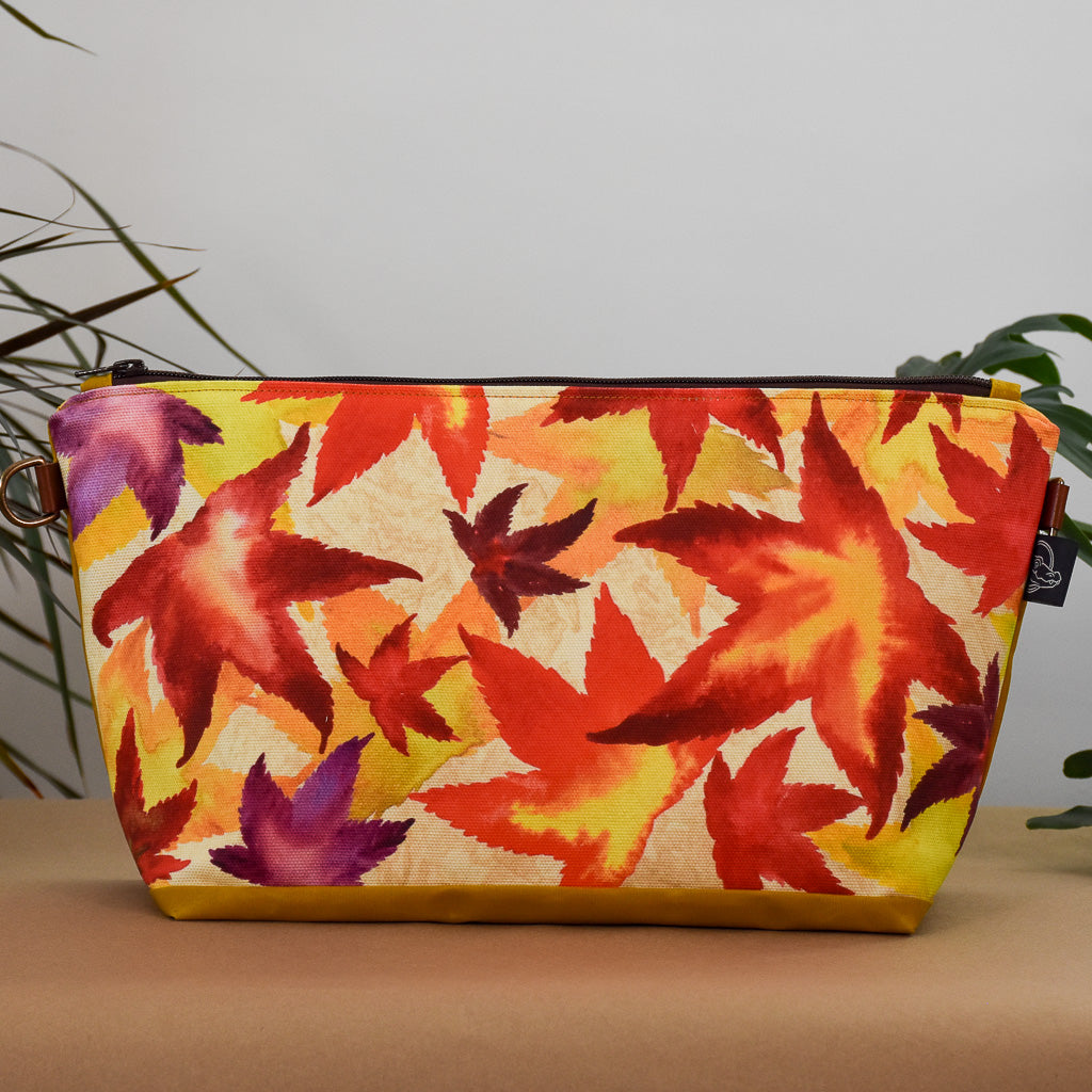 Honey Yellow with Sweetgum Leaves Bag No. 5 - The Large Zip Project Bag
