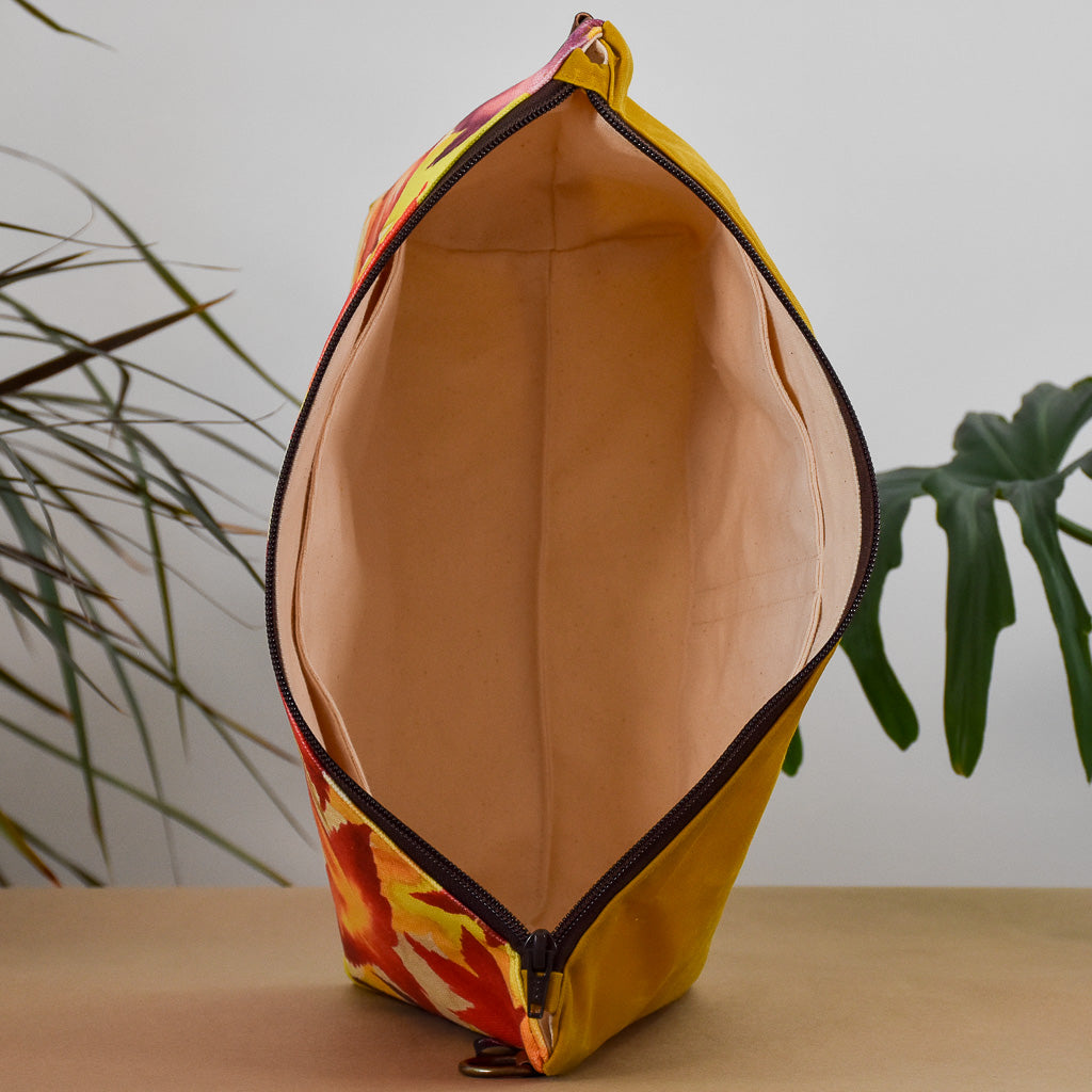 Honey Yellow with Sweetgum Leaves Bag No. 5 - The Large Zip Project Bag