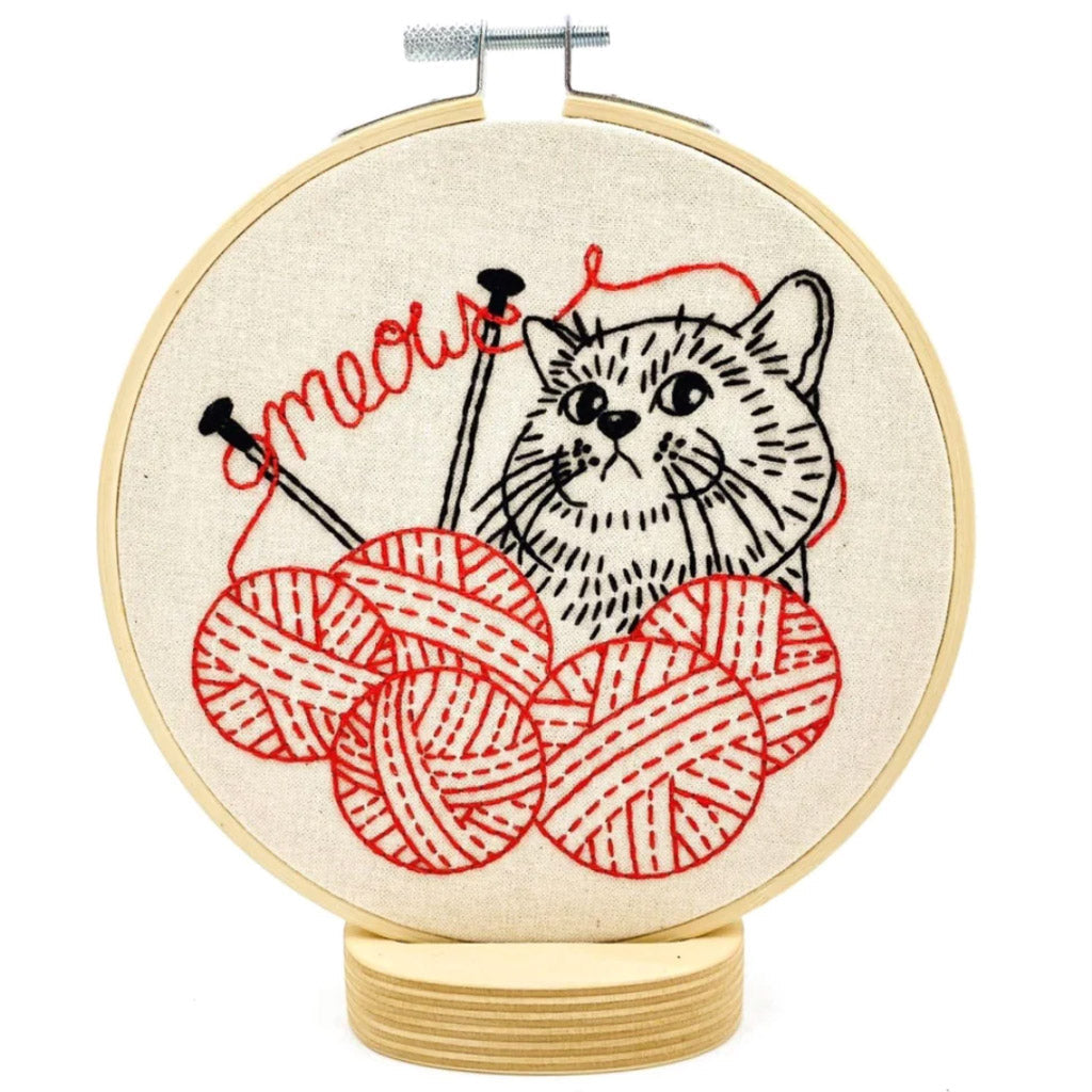 Hook Line and Tinker Kitten with Knitting Complete Embroidery Kit - Miss Babs Notions