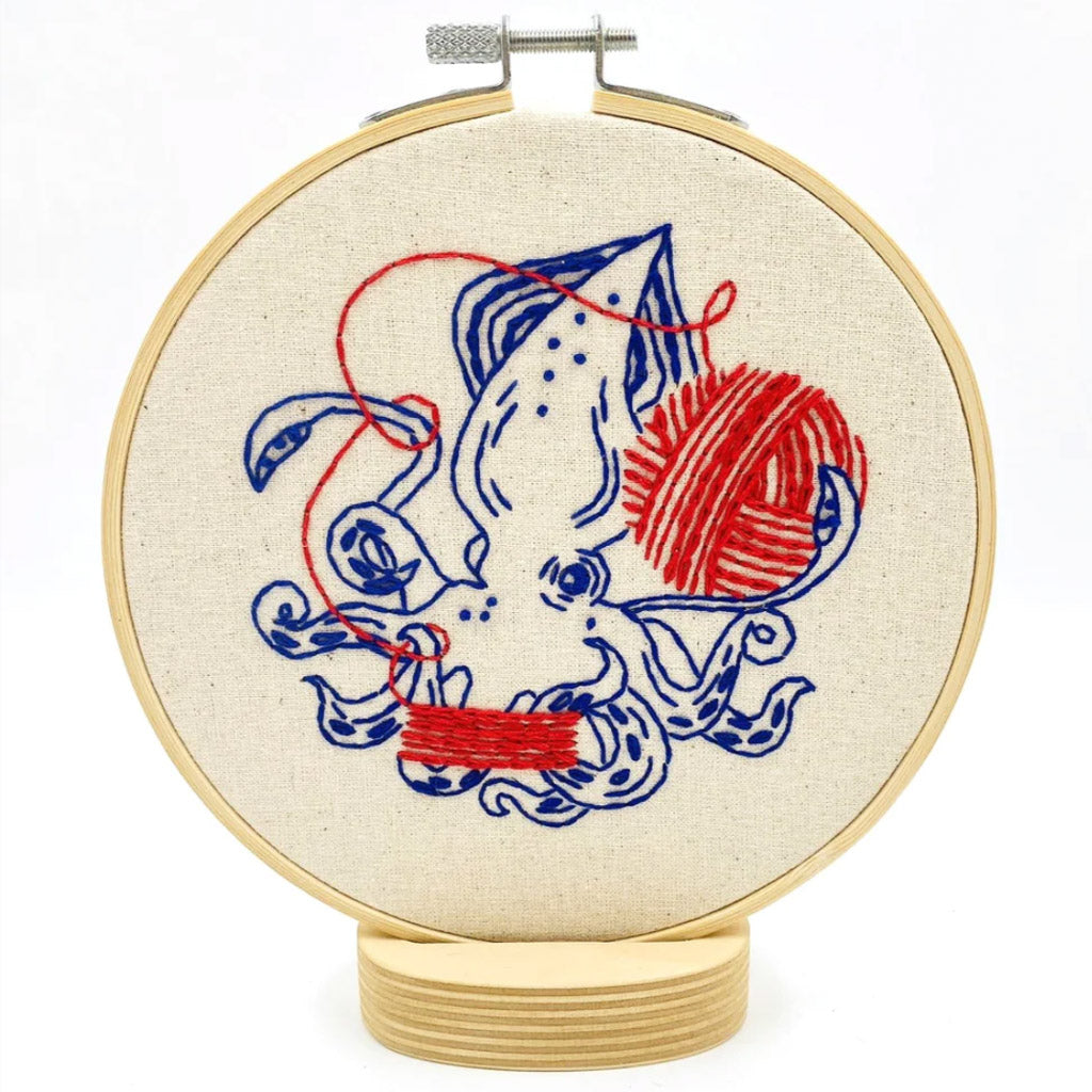 Hook Line and Tinker Squid Balling Yarn Complete Embroidery Kit - Miss Babs Notions