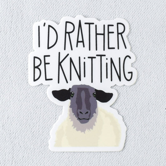 I'd Rather be Knitting Vinyl Sticker - Miss Babs Notions