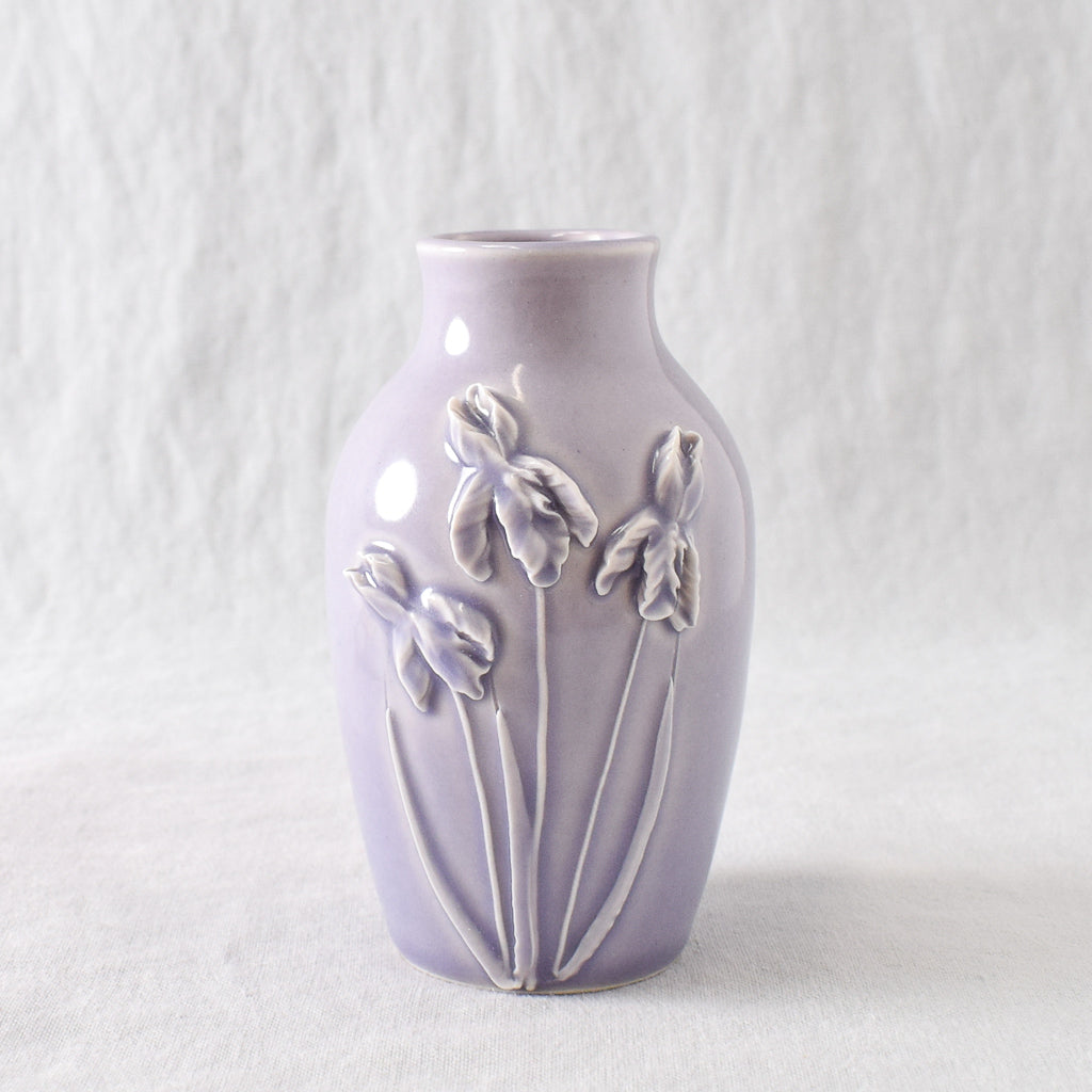 Lavender Irises Bud Vase by JaMpdx
