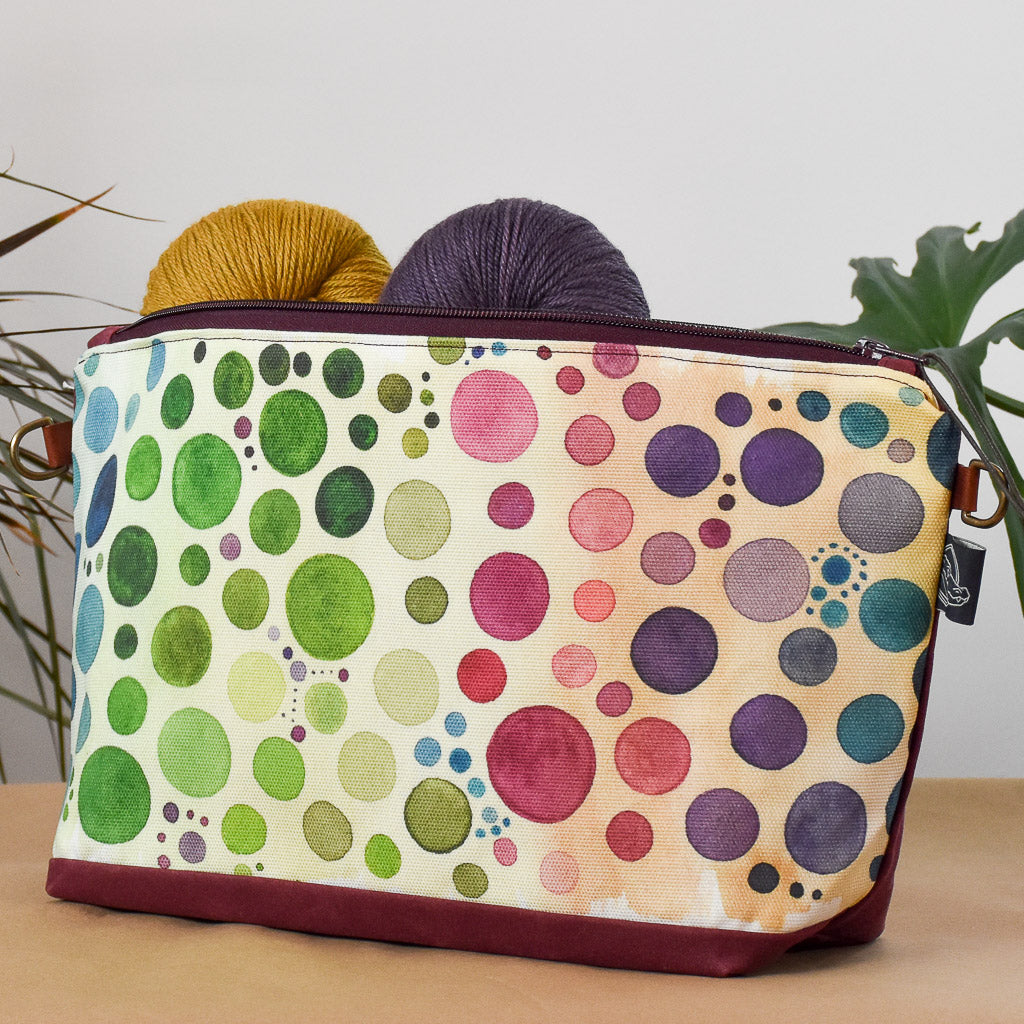 Burgundy with Multi Bubbles Bag No. 5 - The Large Zip Project Bag