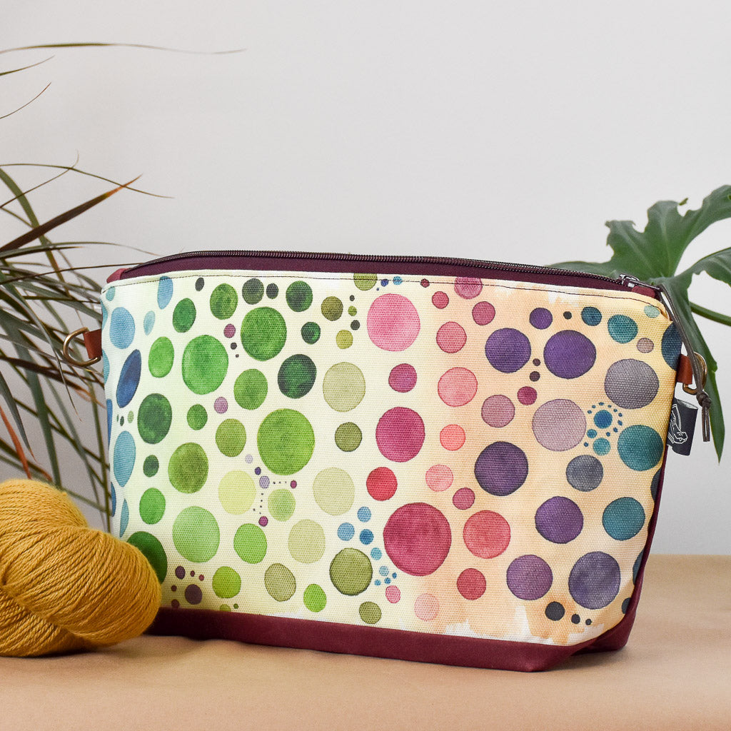 Burgundy with Multi Bubbles Bag No. 5 - The Large Zip Project Bag